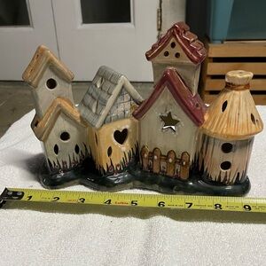 Ceramic Village Candle House Accent - Multicolor